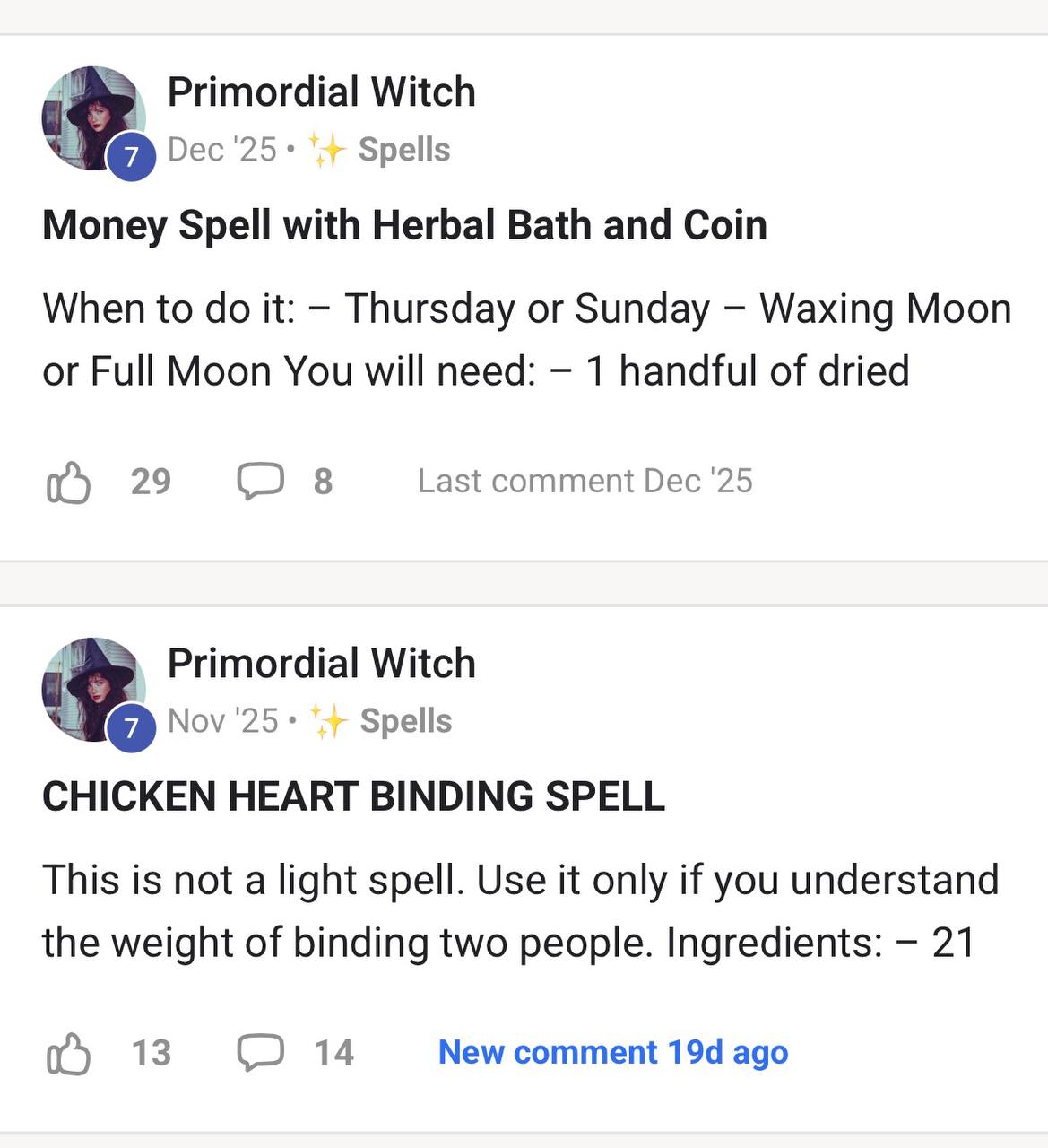Money Spell & Binding Spell posts